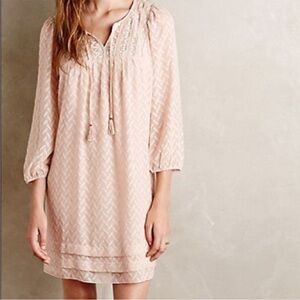 Anthropologie Anwen Sequined Shift Dress Pink Rose XS
